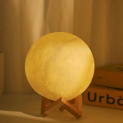 8Cm LED Night Light 3D Printed Moonlight with Plastic Bracket Bedroom Decoration Creative Bedside Atmosphere Lighting